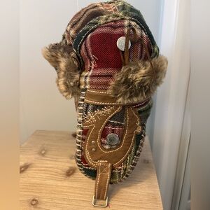 ✨TRUE RELIGION Plaid Trapper Hat with Chinstrap - Unisex - RARE